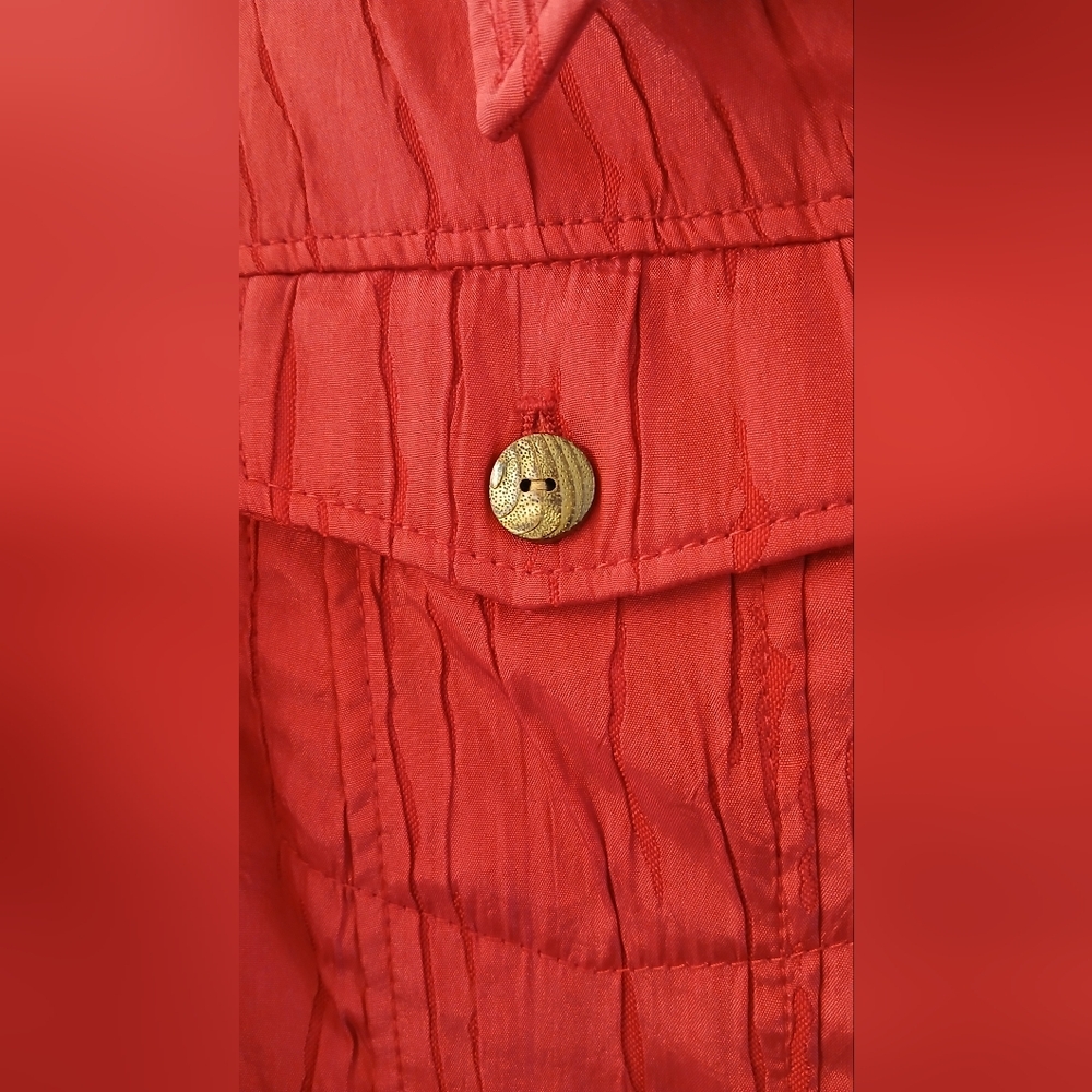 Ruby Rd. Bright Red Textured Button-Up Jacket – Size 12 – Jean Jacket Style - Picture 3 of 8